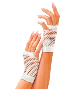 80's White Fingerless Fishnet Gloves