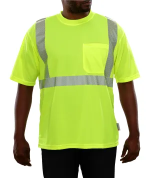 102CTLM Hi-Vis Lime Birdseye Hi-Vis Pocket Safety High Visibility Shirt with Comfort Trim by 3MTM