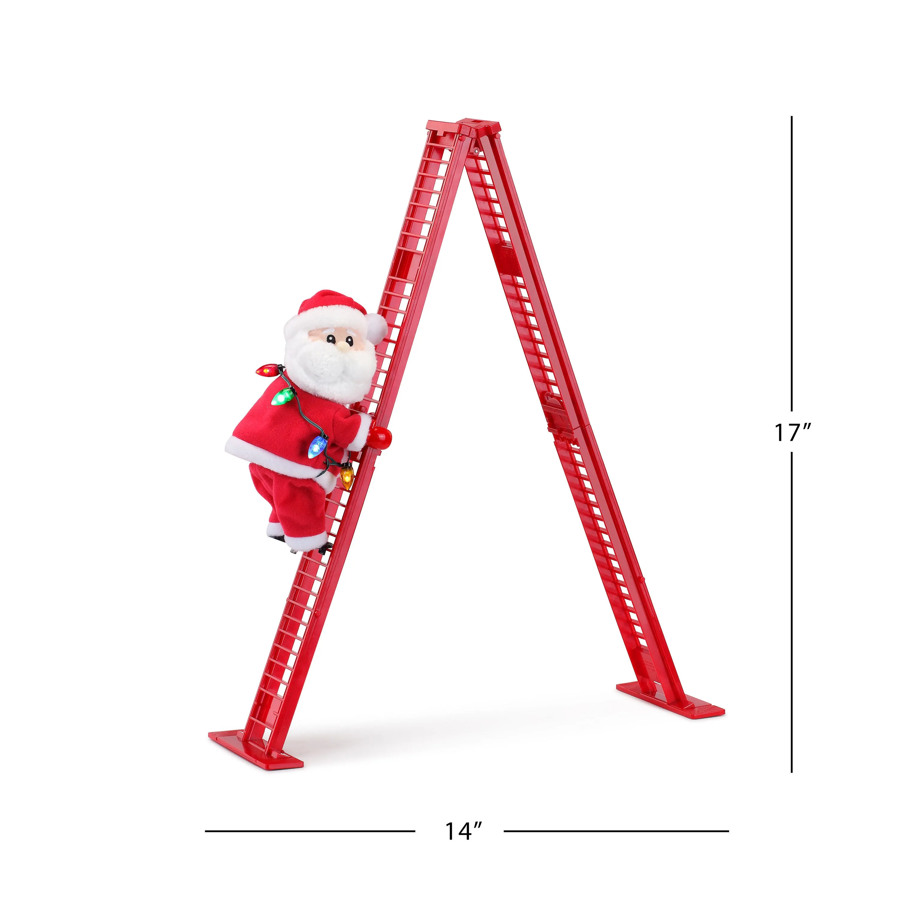 17 in. Animated Ladder Climbing White Santa