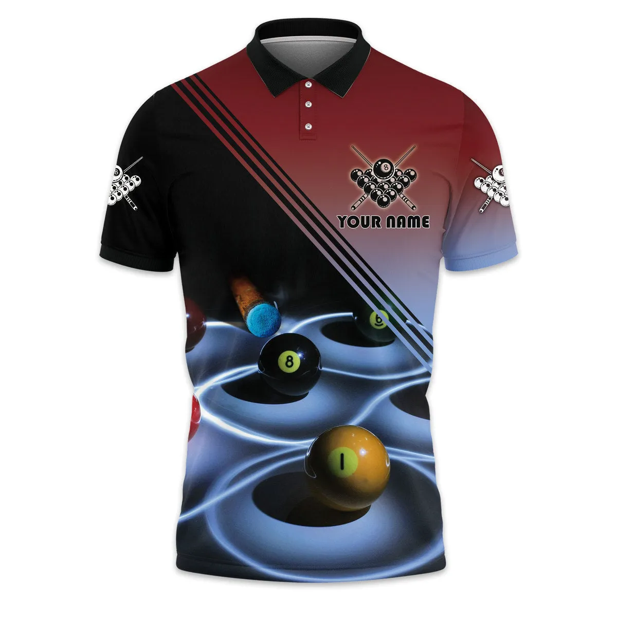 3D All Over Print Beat of Ball Custom Name Billiard Polo Shirt