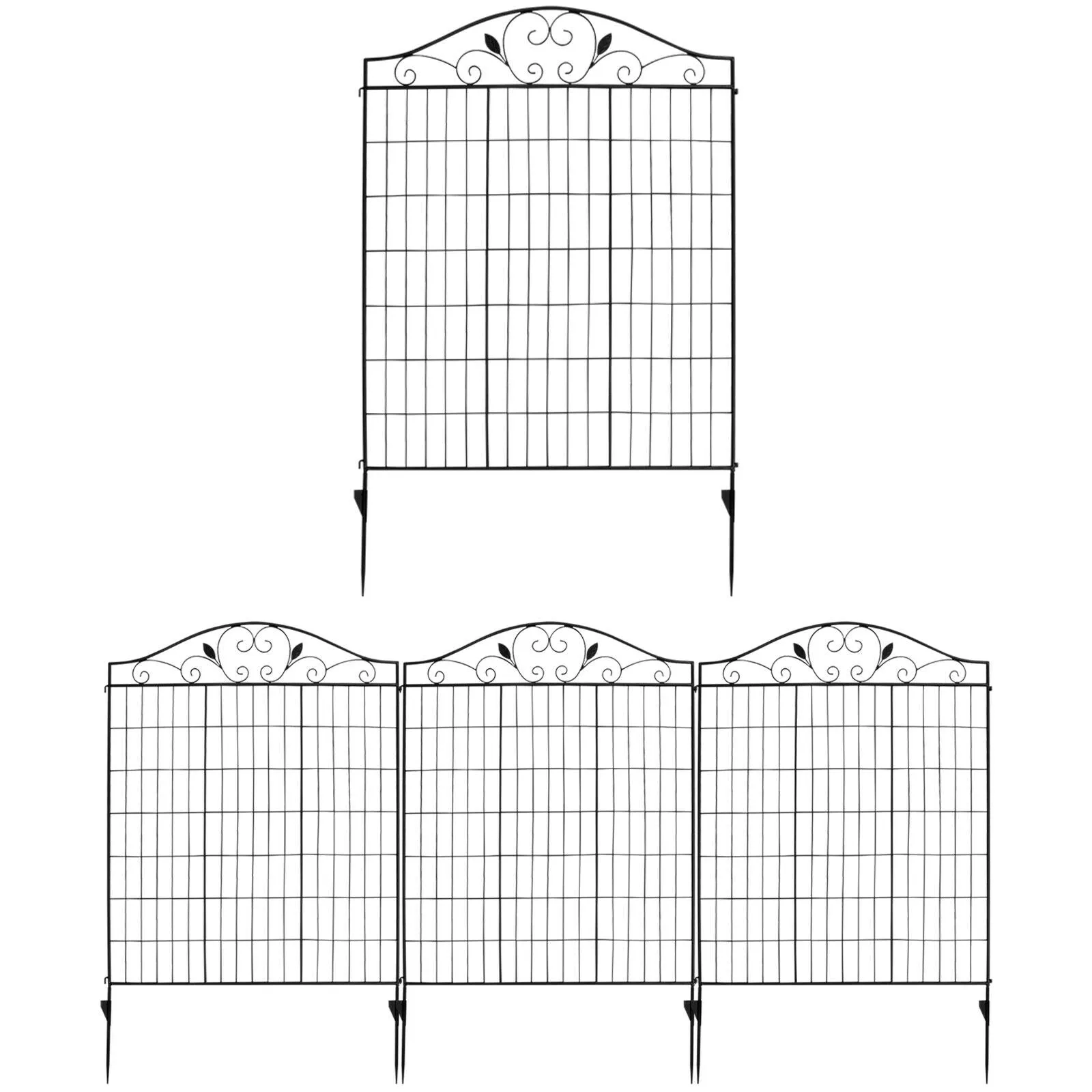 4 Panels Folding Iron Decorative Garden Fence Interlockable