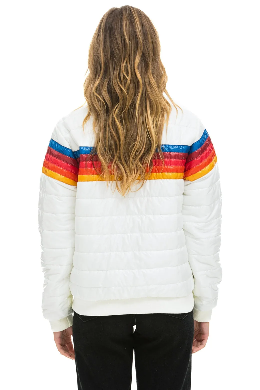 5 STRIPE RAINBOW SLEEVE JACKET -  WHITE GLOSSY