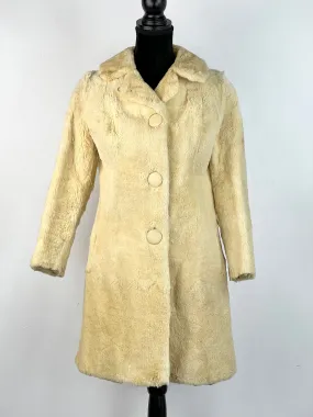 60s Australian Made Cream Kangaroo Fur Coat - AU6