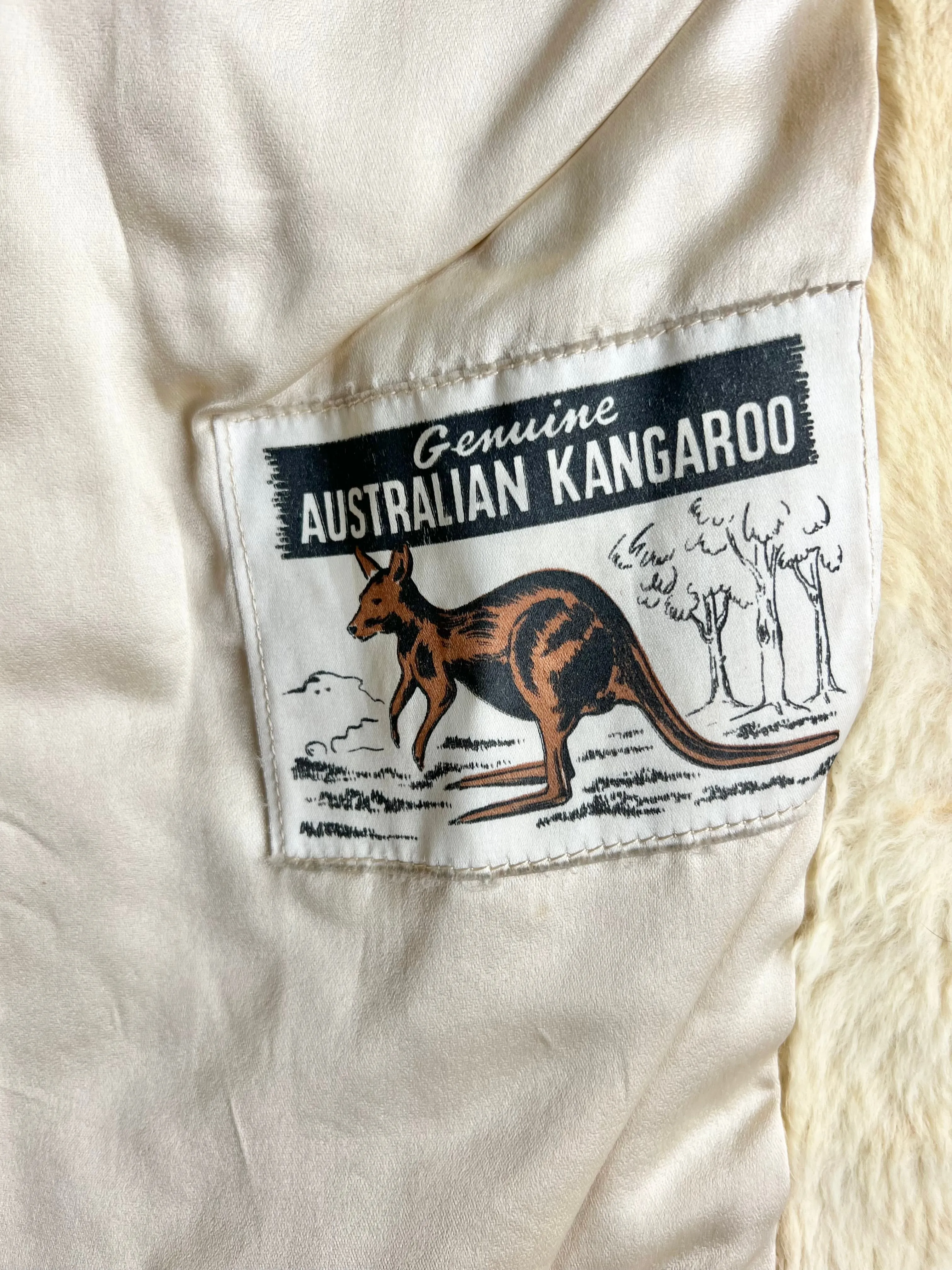 60s Australian Made Cream Kangaroo Fur Coat - AU6