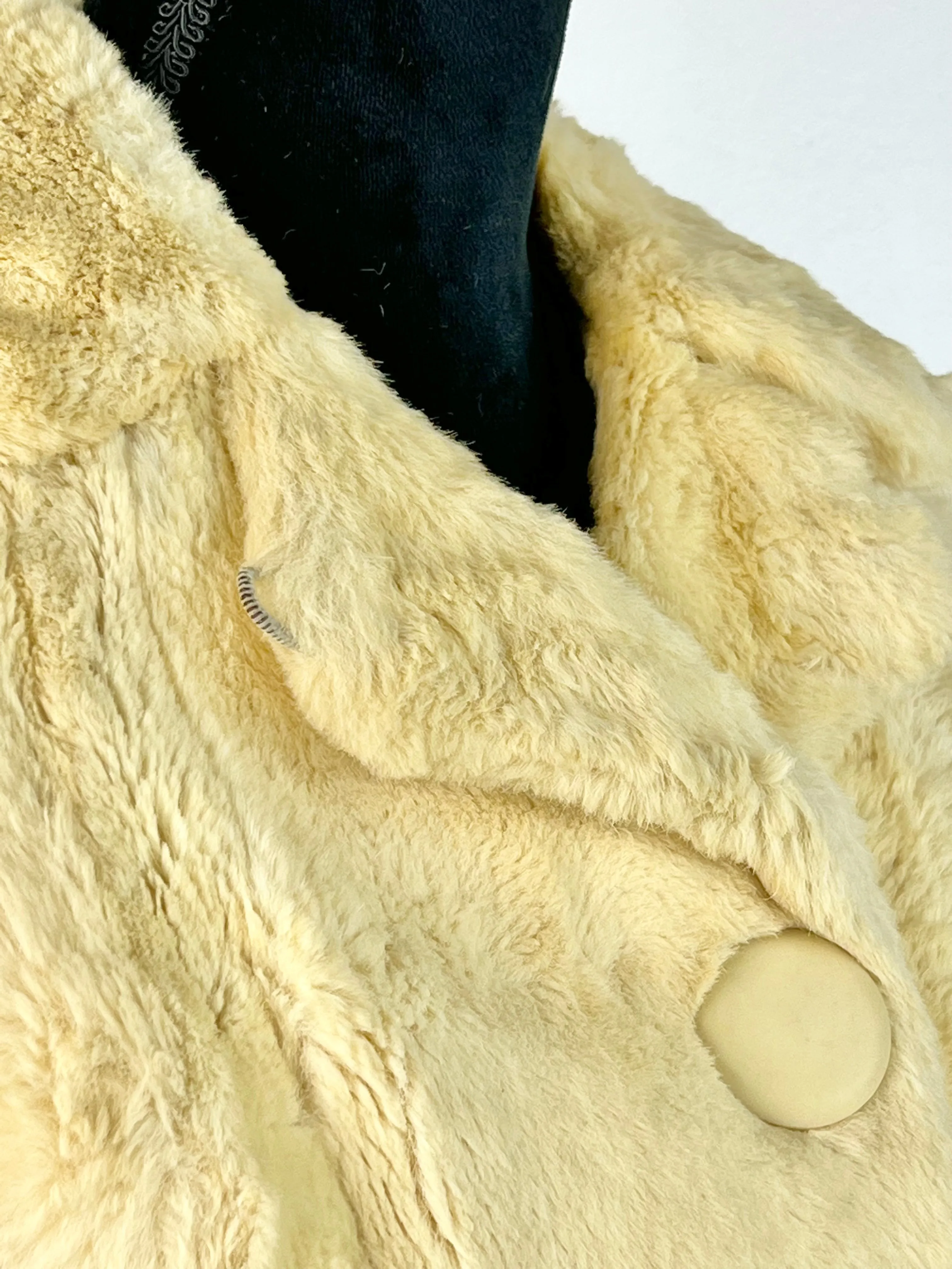 60s Australian Made Cream Kangaroo Fur Coat - AU6