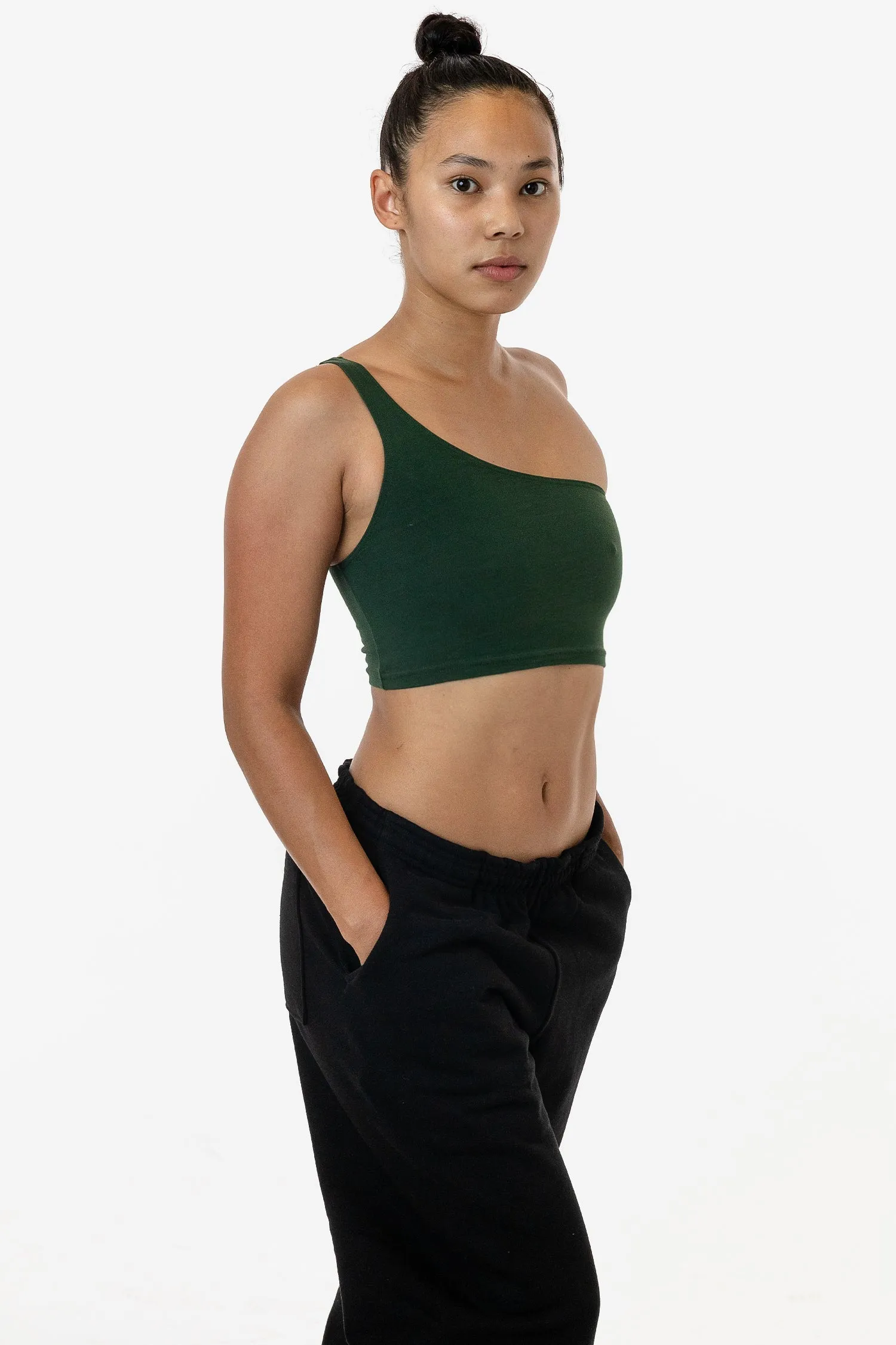 8389GD - Garment Dye One Shoulder Crop Top