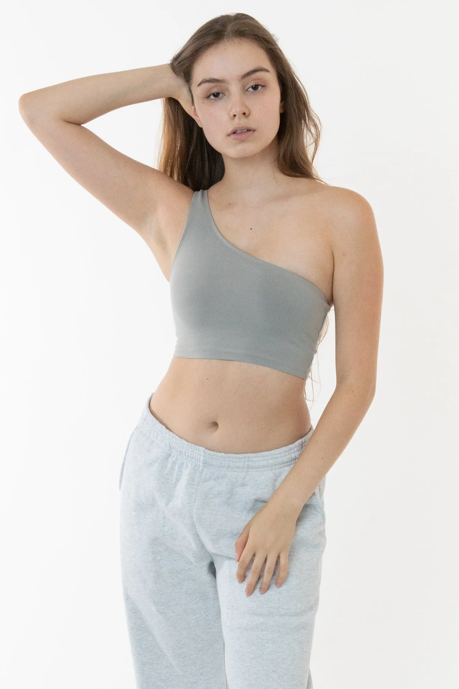 8389GD - Garment Dye One Shoulder Crop Top