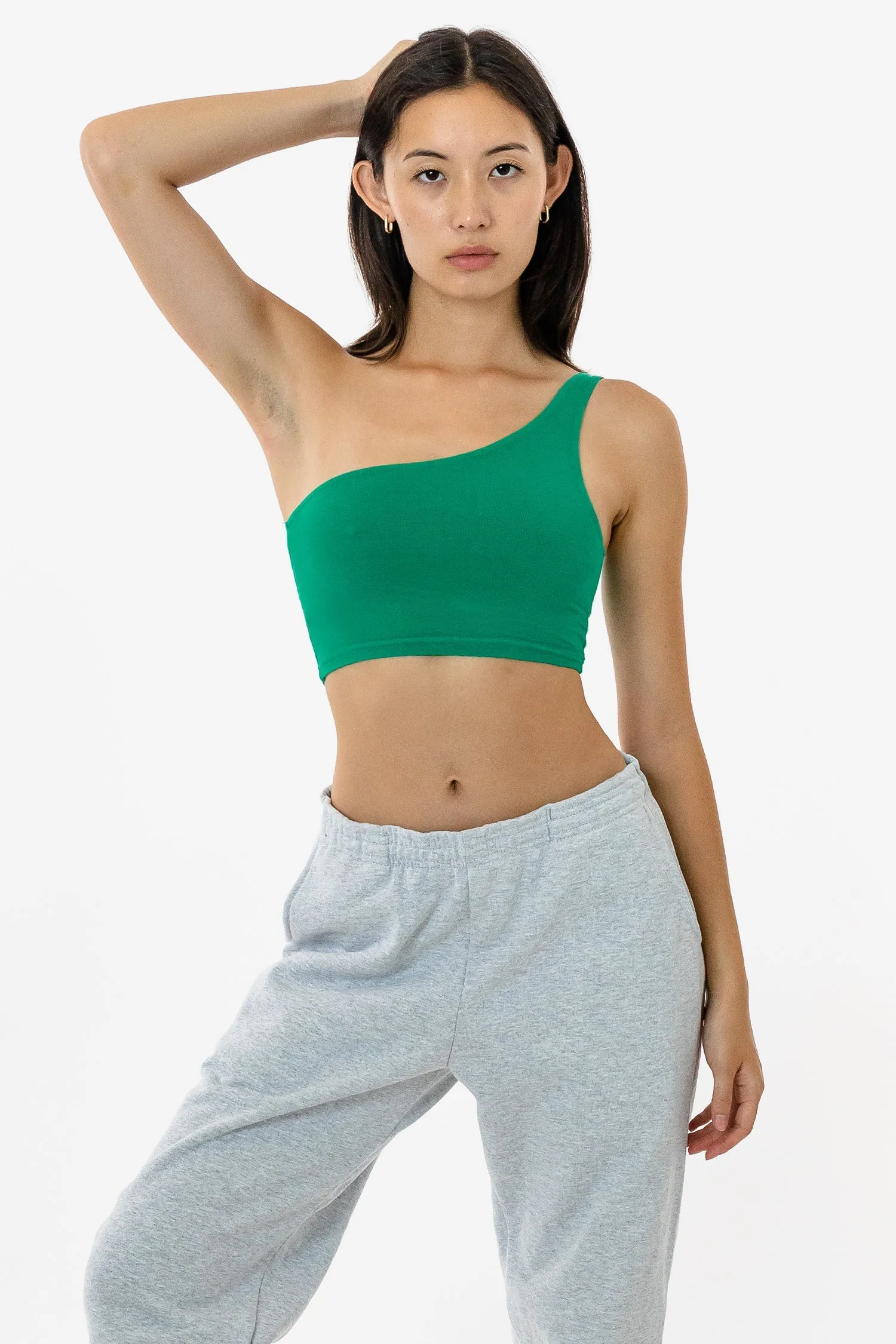 8389GD - Garment Dye One Shoulder Crop Top