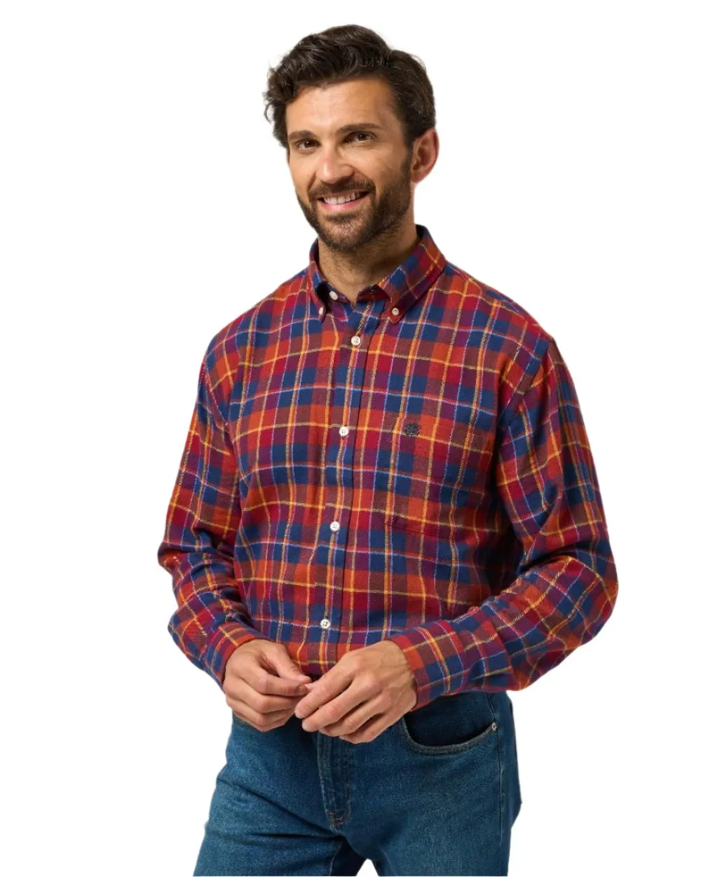 Alan Paine Ilkley Flannel Button-Down Collar Shirt