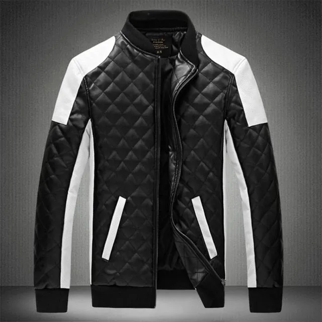 Antonios Biker Black-White Leather Jacket