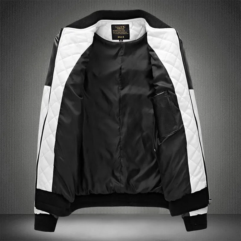 Antonios Biker Black-White Leather Jacket