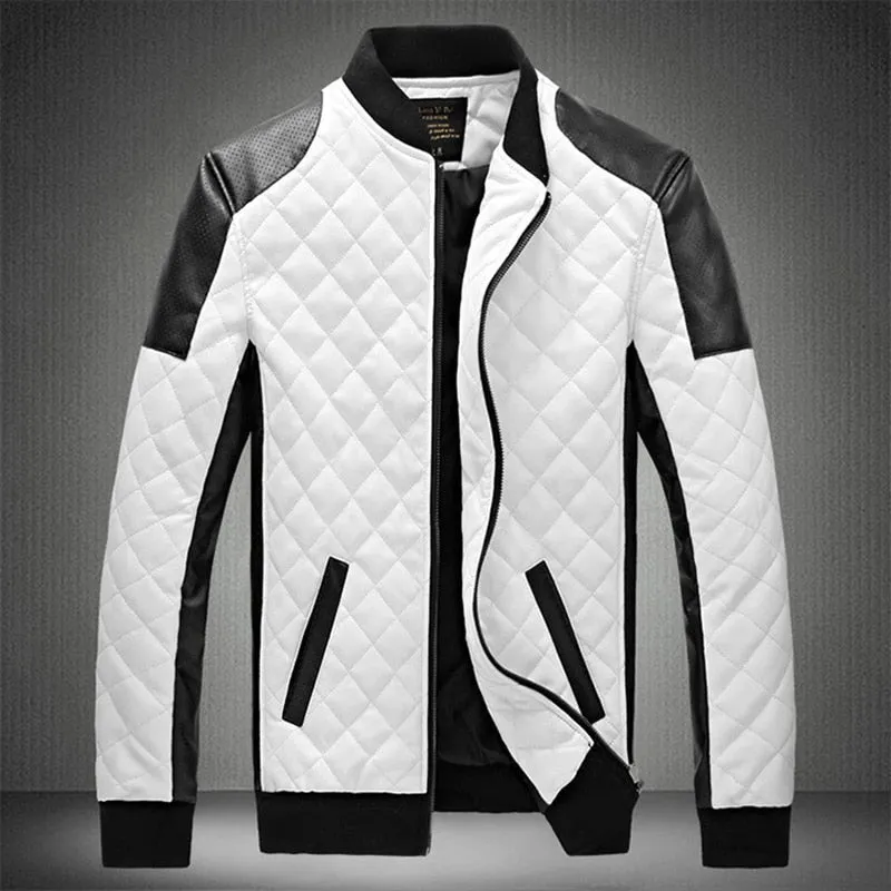 Antonios Biker Black-White Leather Jacket