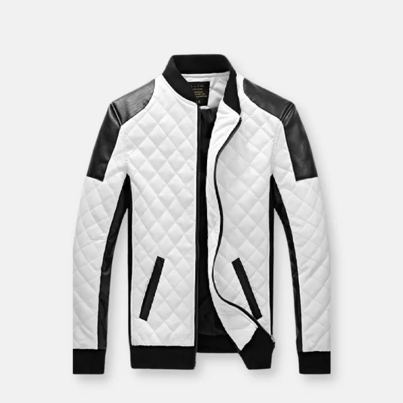 Antonios Biker Black-White Leather Jacket