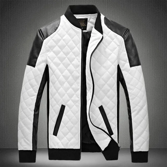 Antonios Biker Black-White Leather Jacket