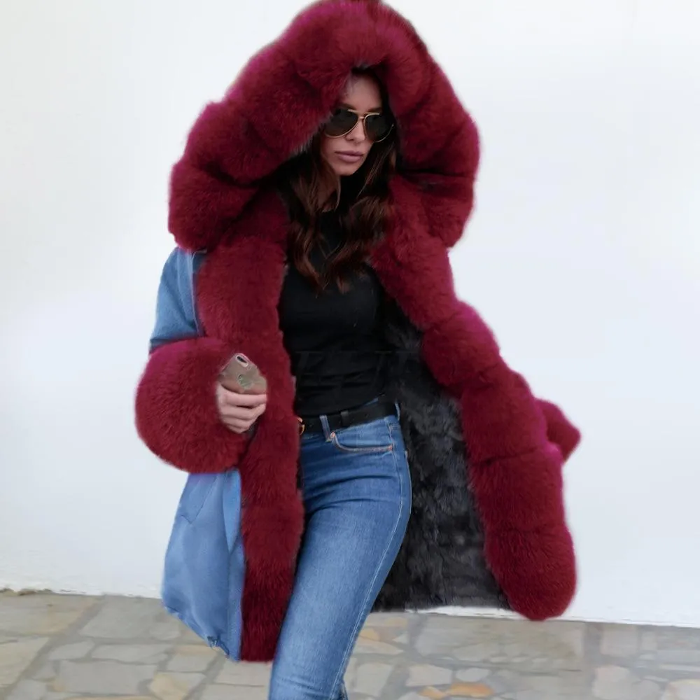 Autumn and winter coat camouflage plush fur collar warm coat jacket