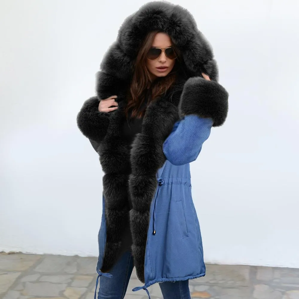 Autumn and winter coat camouflage plush fur collar warm coat jacket