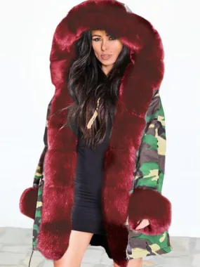 Autumn and winter coat camouflage plush fur collar warm coat jacket