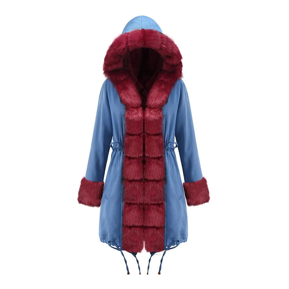 Autumn and winter coat camouflage plush fur collar warm coat jacket