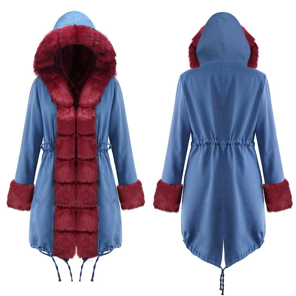 Autumn and winter coat camouflage plush fur collar warm coat jacket