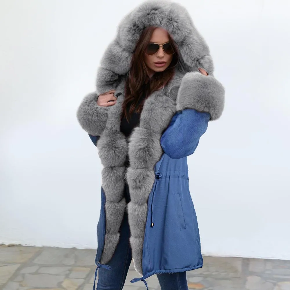 Autumn and winter coat camouflage plush fur collar warm coat jacket