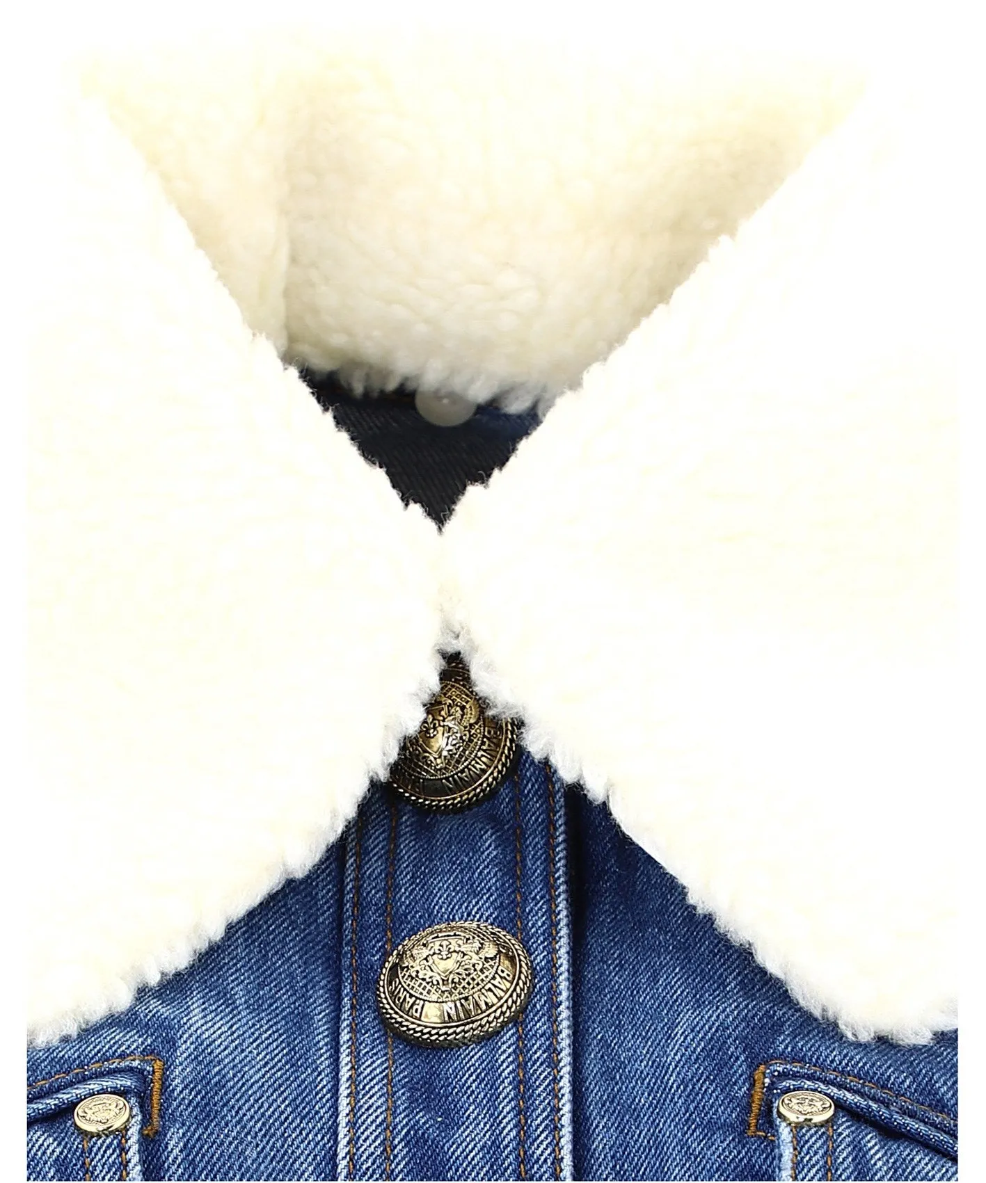 Balmain Shearling Collar Cropped Jacket