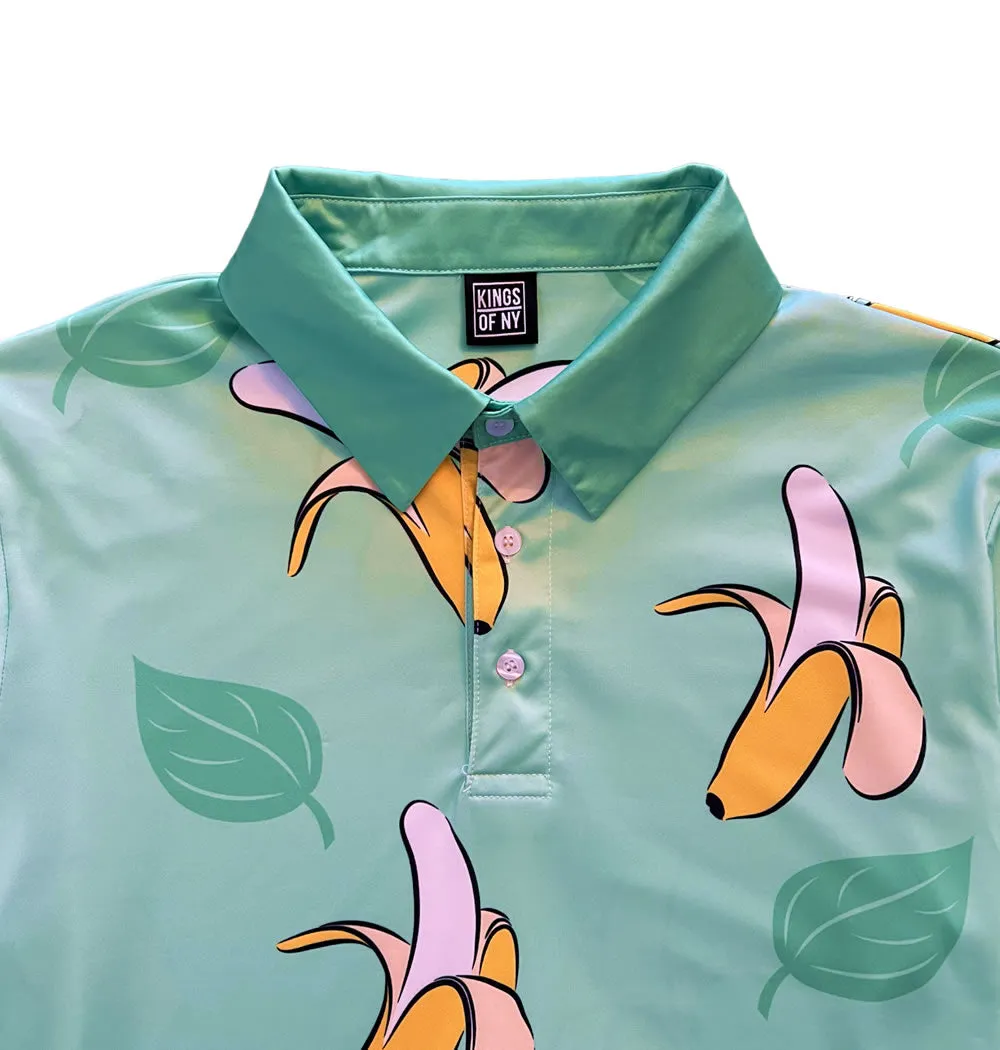 Banana Hawaiian Pattern Mens Golf Polo Shirt