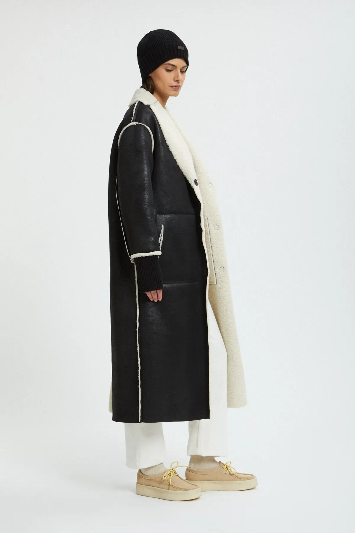 Bicolor Eco Shearling Coat