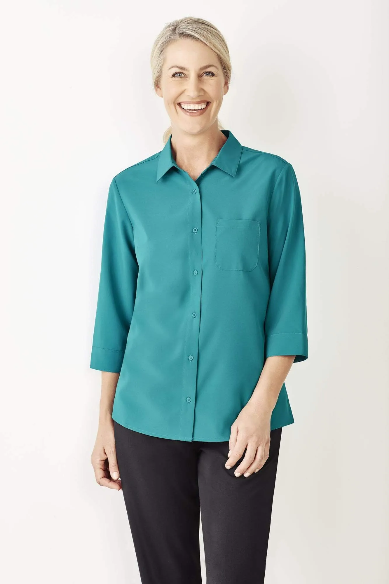 Biz Care Womens Easy Stretch 3/4 Sleeve Shirt CS951LT