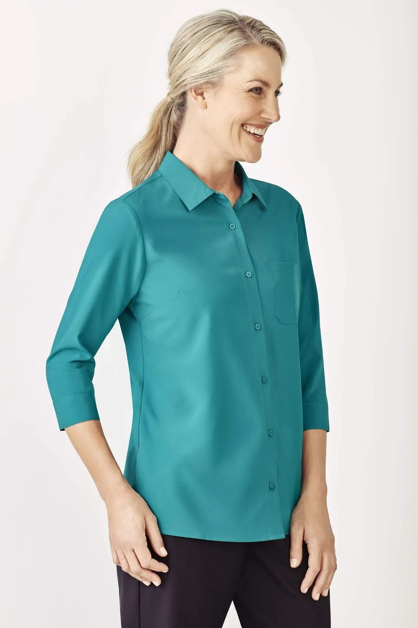 Biz Care Womens Easy Stretch 3/4 Sleeve Shirt CS951LT