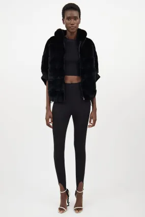 Black Fur Panelled Batwing Jacket