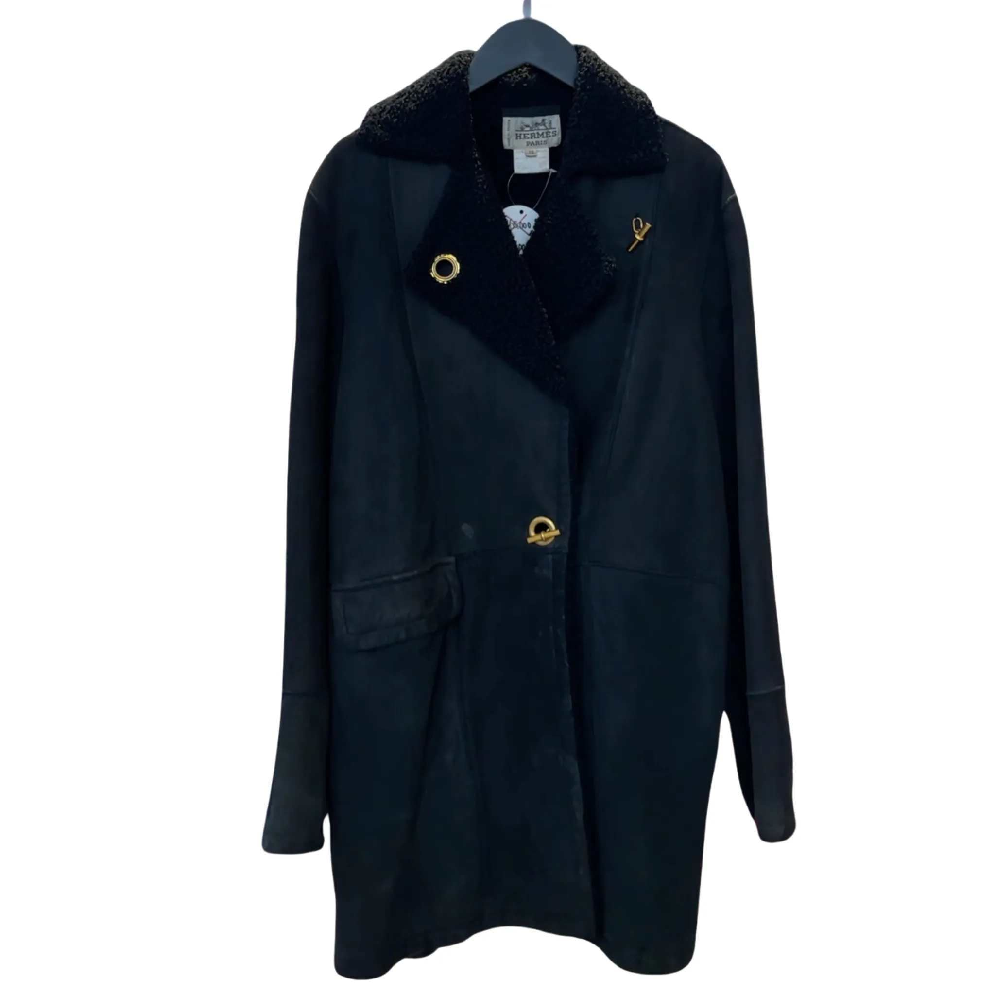 Black Shearling Finesse Button Coat (Pre-loved)