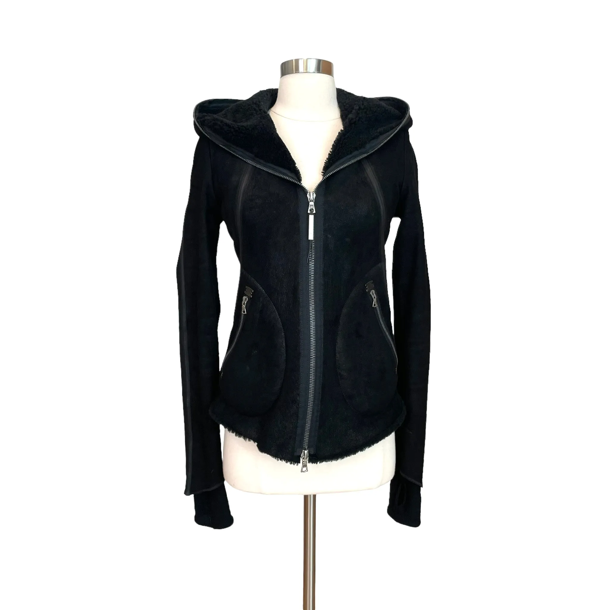 Black Suede & Shearling Jacket - XS