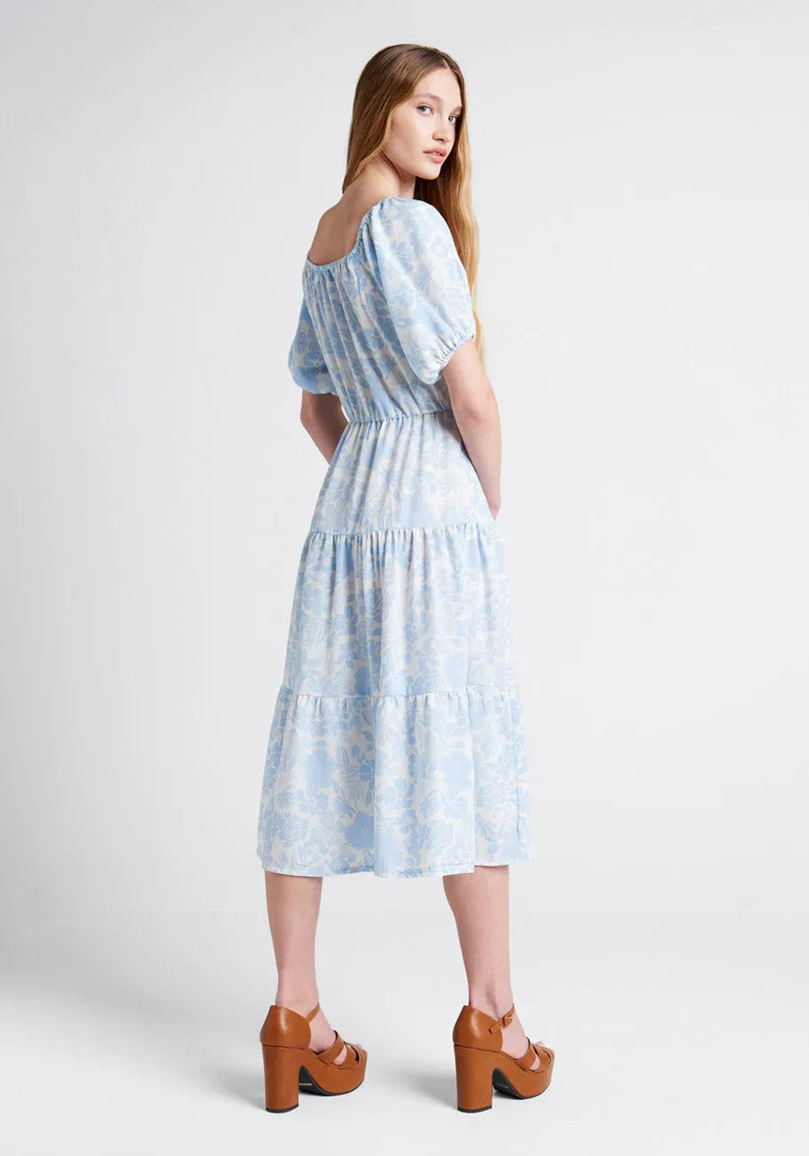 Bloom Wildly Tiered Midi Dress