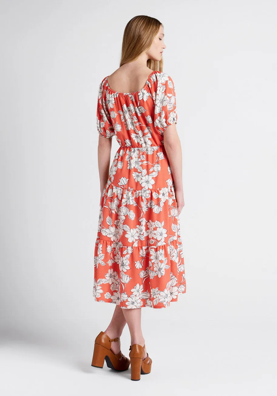 Bloom Wildly Tiered Midi Dress