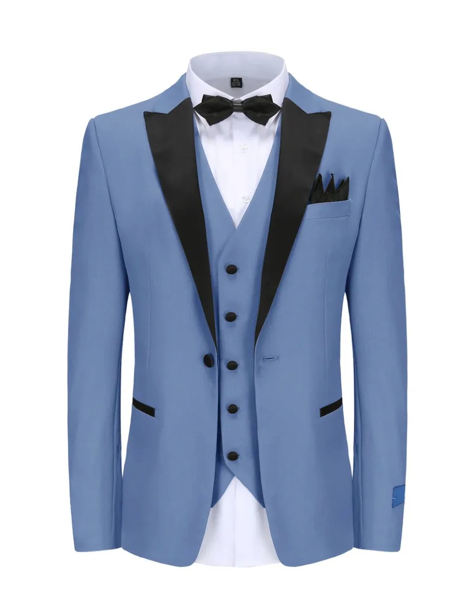 Blue Tuxedo Slim-Fit Black Satin Peak Lapel TX-500