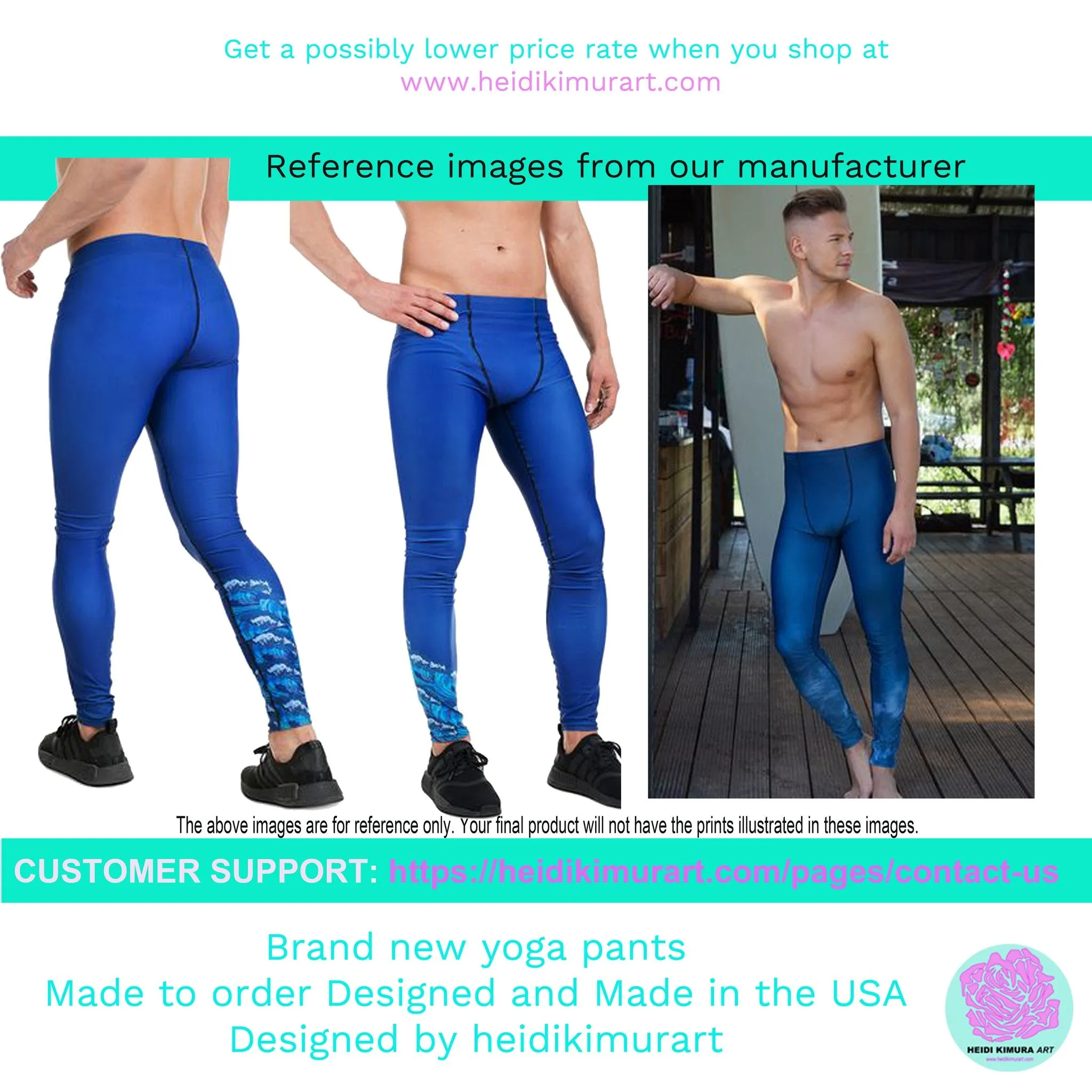 Blue White Stripes Men's Leggings, Colorful Patterned Designer Best Men's Leggings - Made in USA/EU/MX