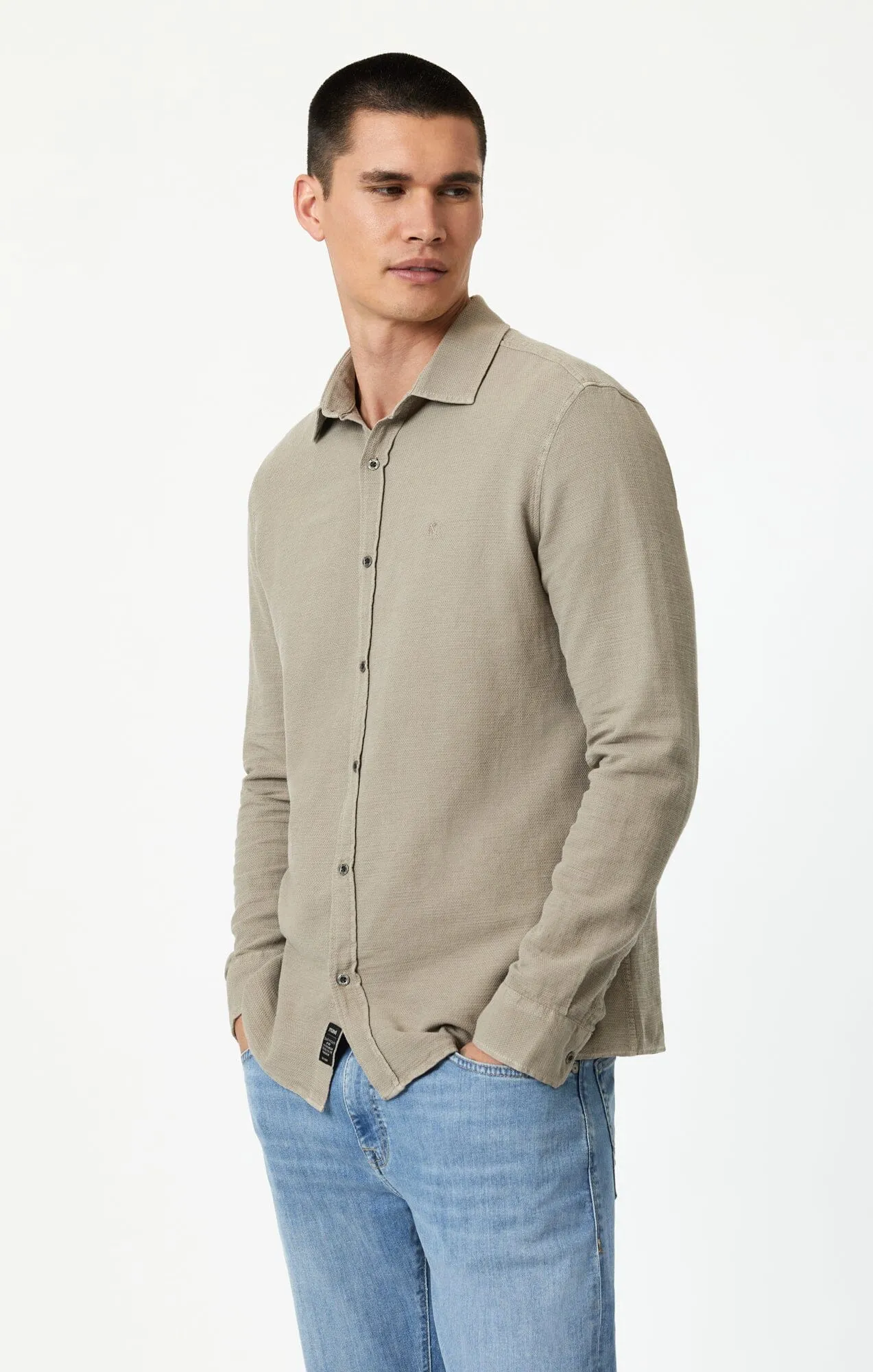 BUTTON-UP LONG SLEEVE SHIRT IN VINTAGE KHAKI