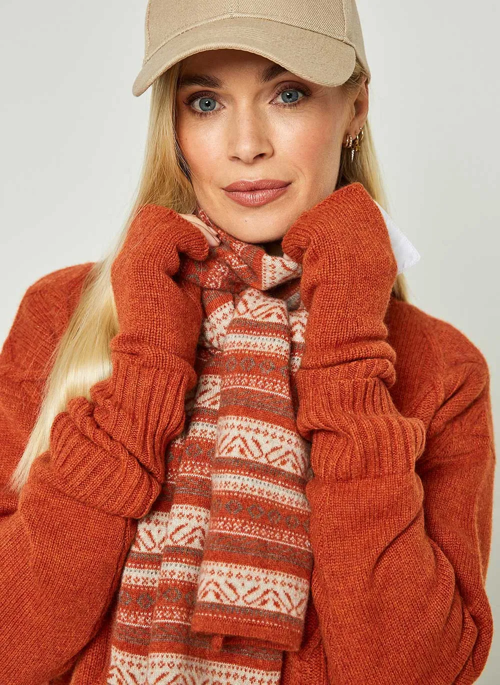 Cashmere Fingerless Gloves - Copper Glow