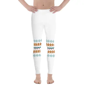 Christmas Gingerbread Men's Leggings, Festive Holiday Meggings Compression Tights-Made in USA/EU