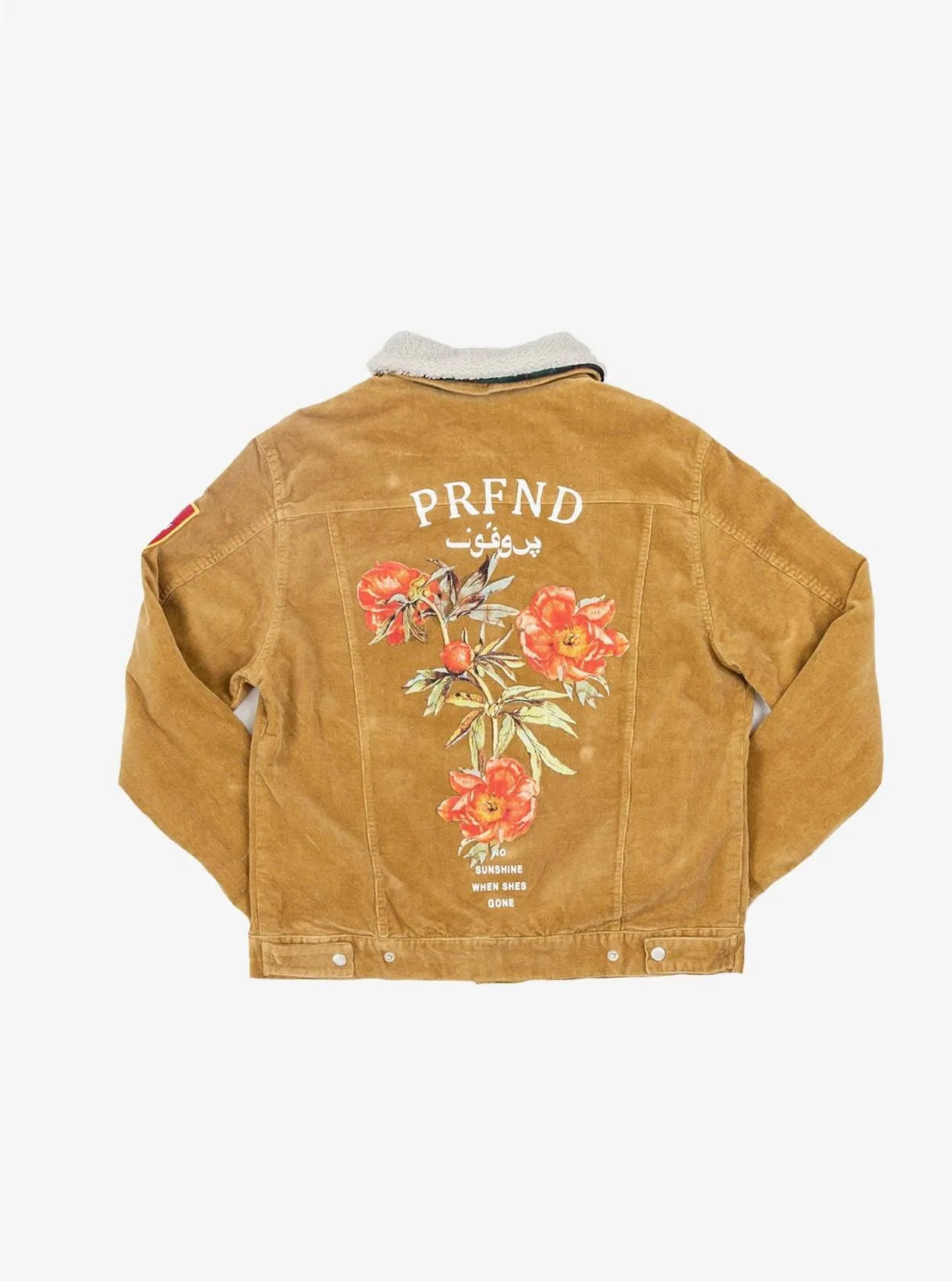 Corduroy Printed Flower Jacket in Camel