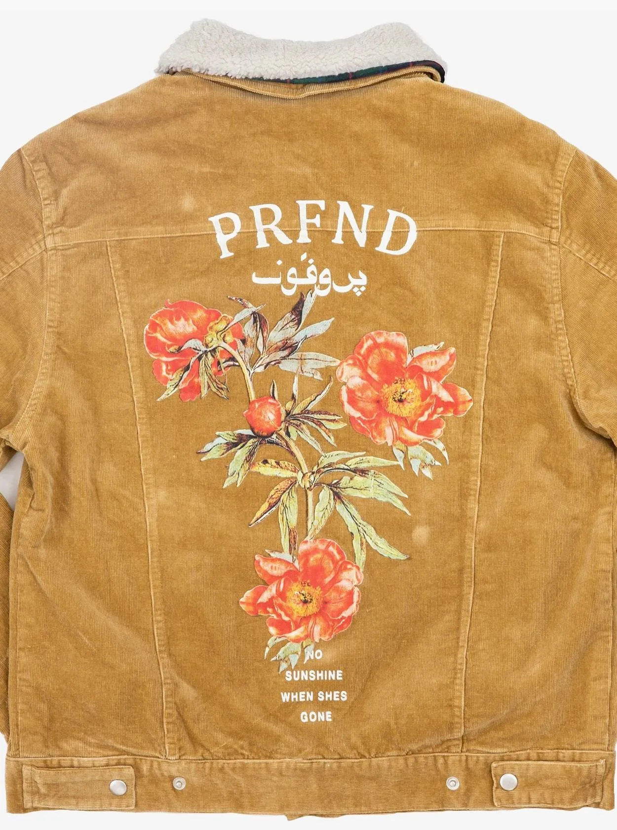 Corduroy Printed Flower Jacket in Camel