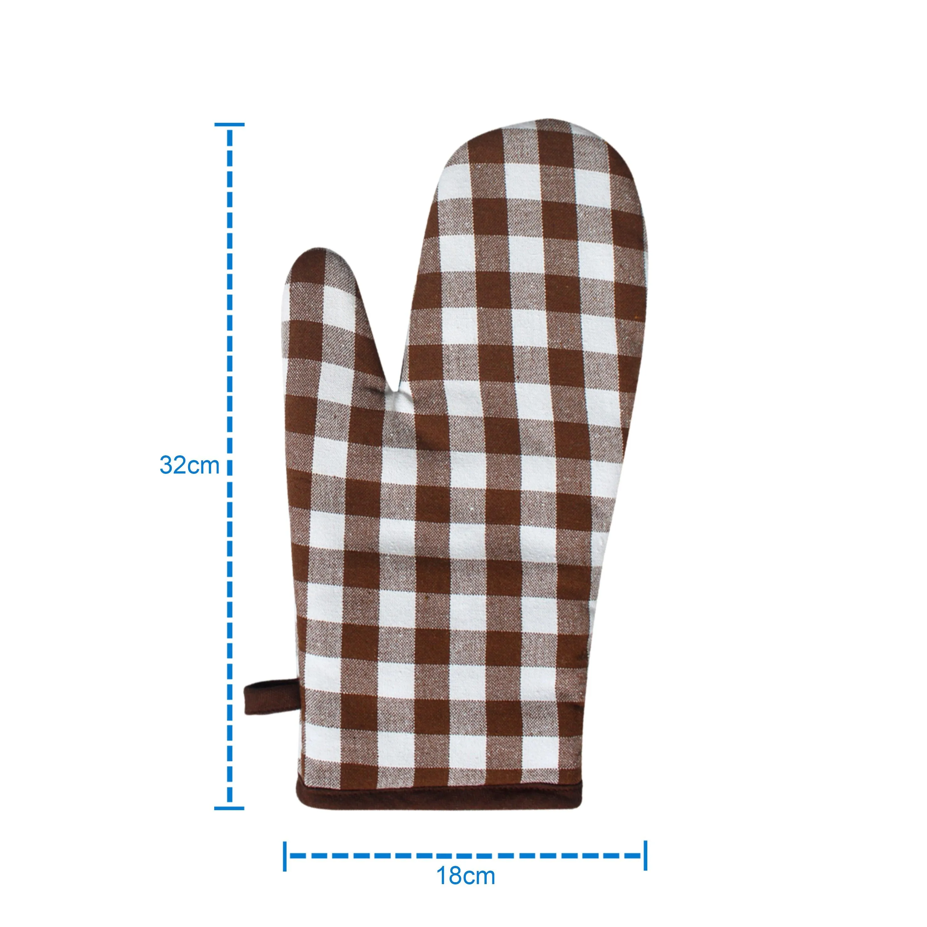 Cotton Gingham Check Brown Oven Gloves Pack Of 2