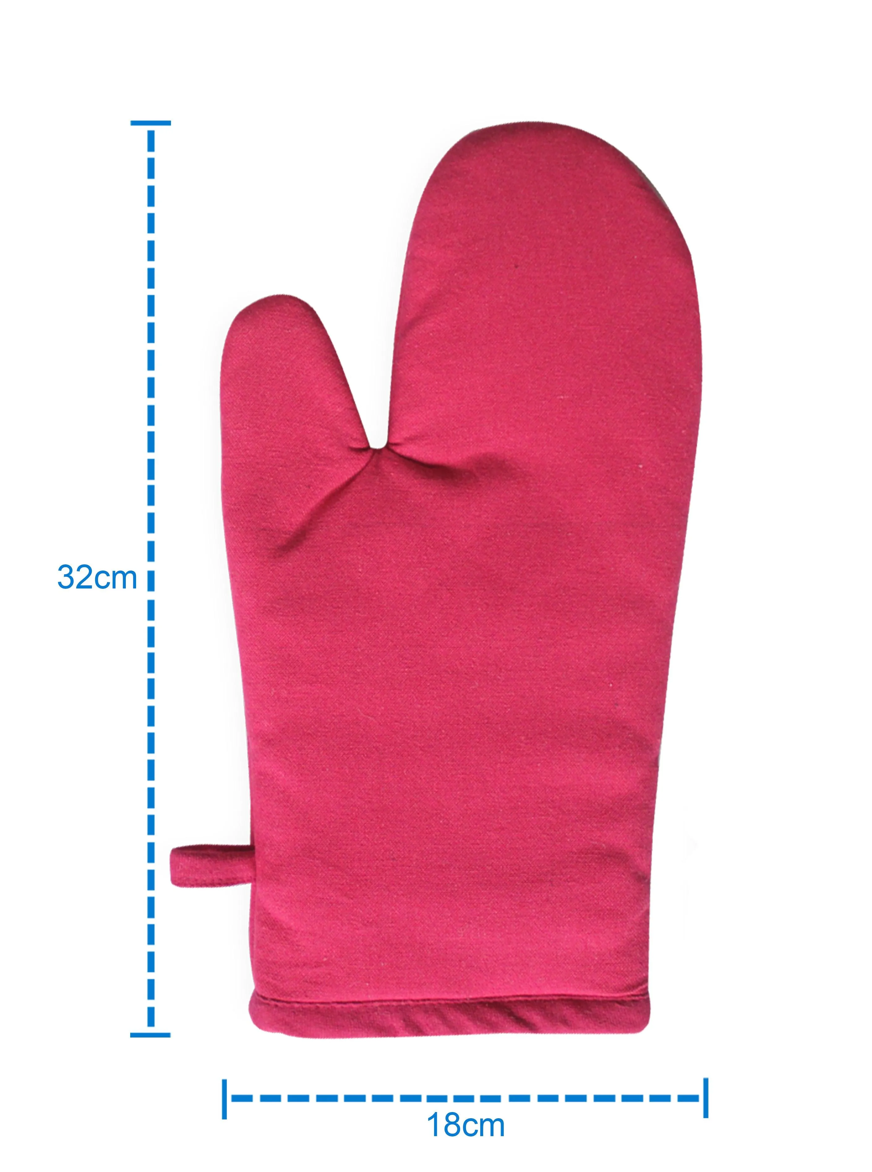 Cotton Solid Pink Oven Gloves Pack Of 2