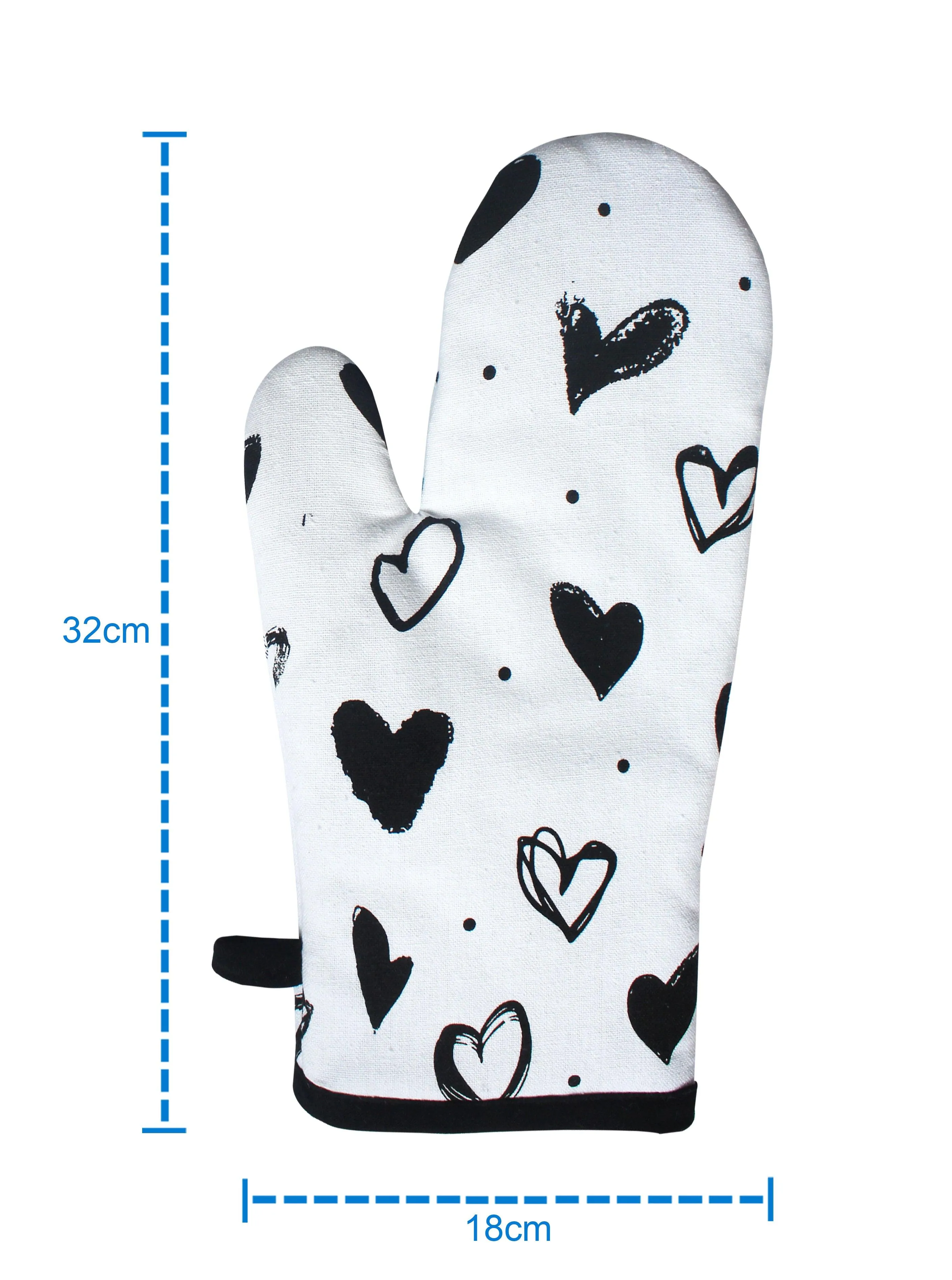 Cotton White Heart Oven Gloves Pack Of 2