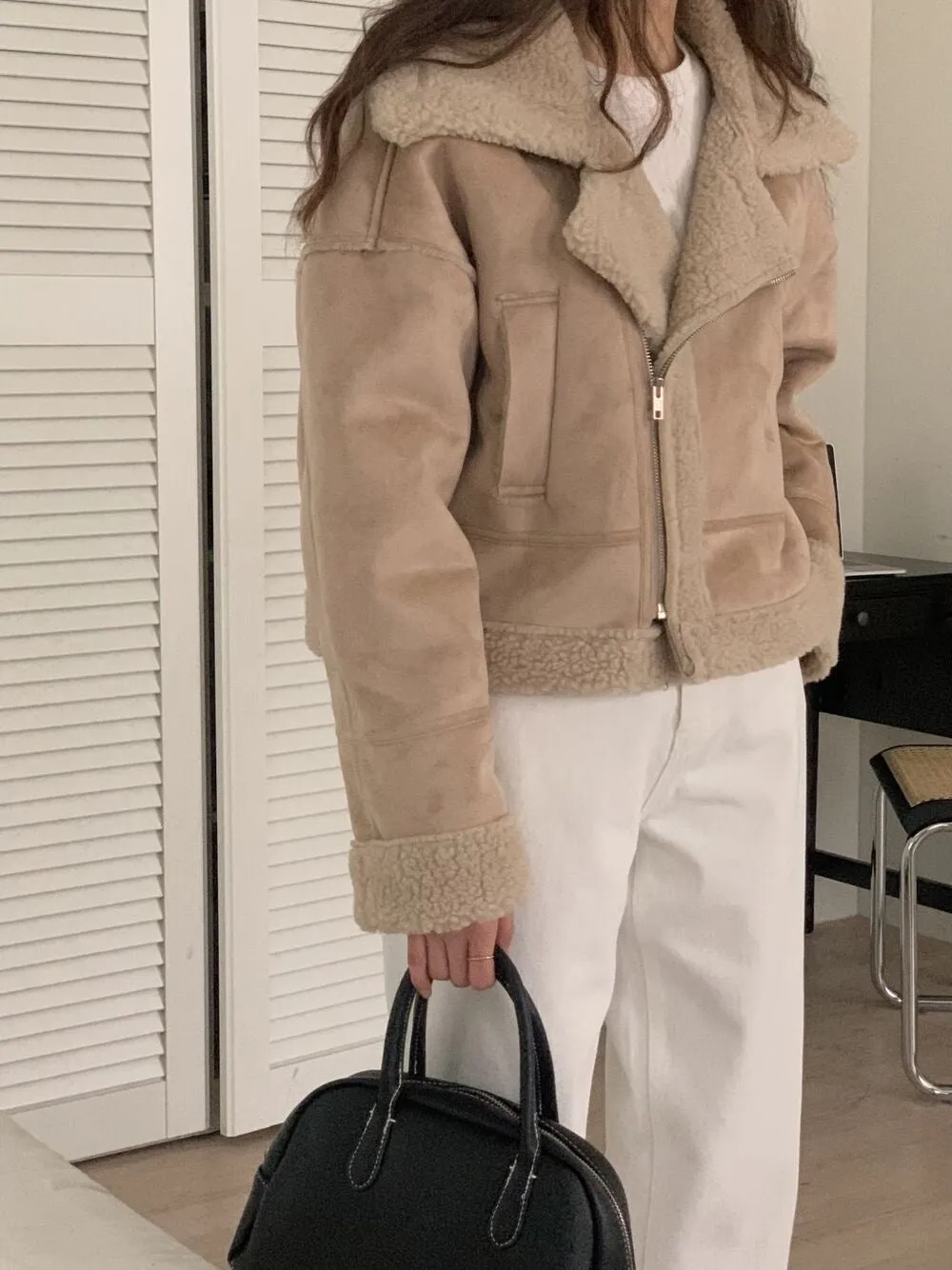 Cropped Shearling Jacket