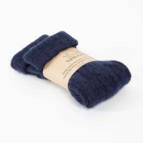 Dark Blue Cable Cashmere Fingerless Gloves