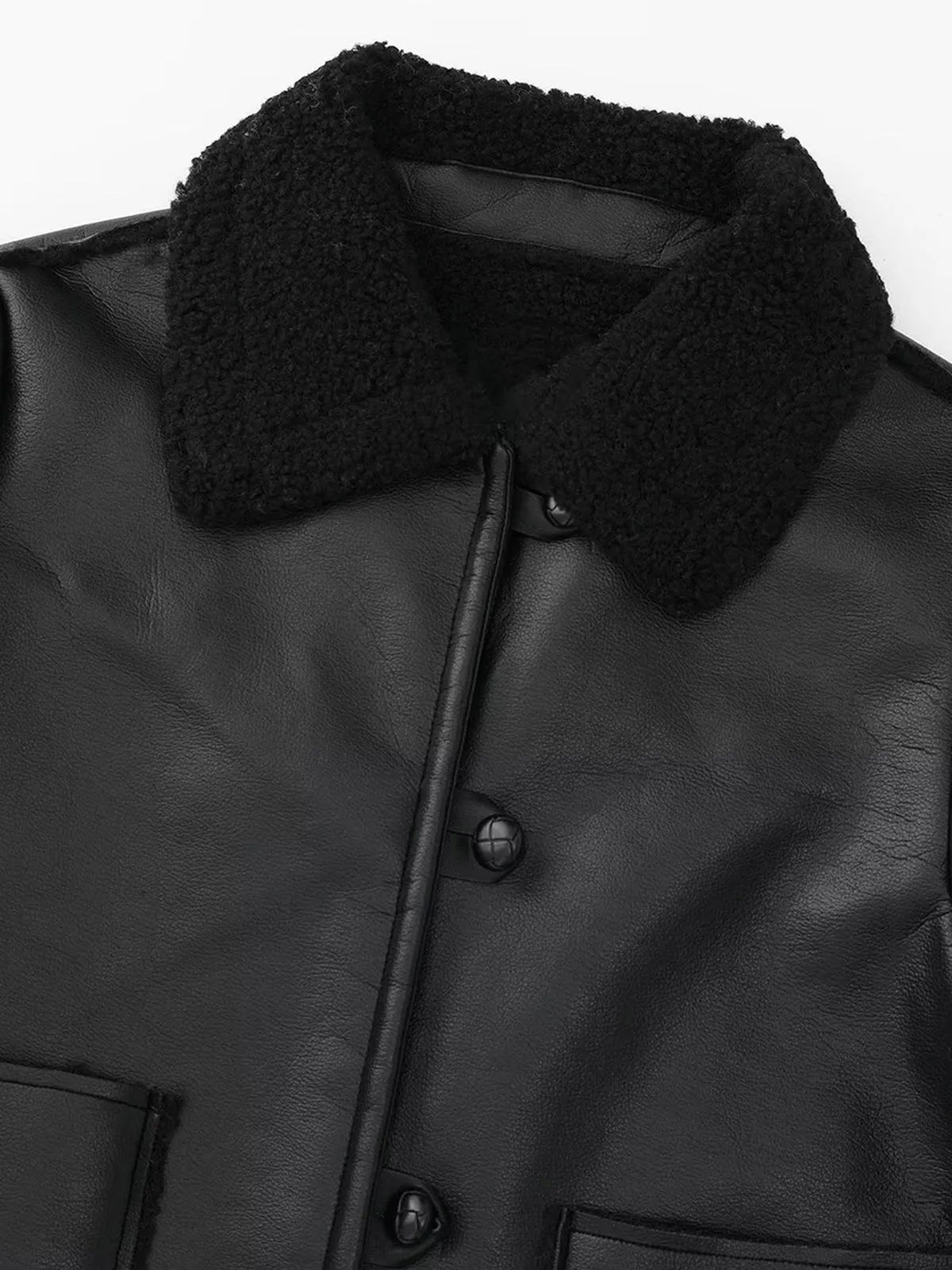 Dark Night Shearling Trendy Leather Flight Jacket