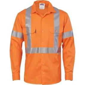 Dnc Workwear Hi-vis Cool-breeze Cross-back Long Sleeve Cotton Shirt With 3m Reflective Tape - 3946