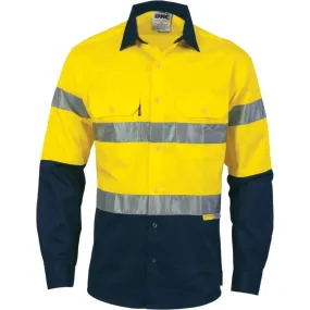 Dnc Workwear Hi-vis Cool-breeze Long Sleeve Cotton Shirt With 3m 8910 R/tape - 3886