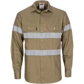 Dnc Workwear Hi-vis Cool-breeze Long Sleeve Cotton Shirt With Generic Reflective Tape - 3967